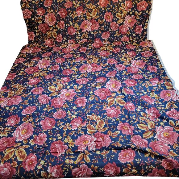 Boundless Cotton Fabric Heritage Home Floral Navy Pink Peony 3 YDS x 43” - Picture 4 of 16